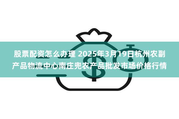 股票配资怎么办理 2025年3月19日杭州农副产品物流中心南庄兜农产品批发市场价格行情